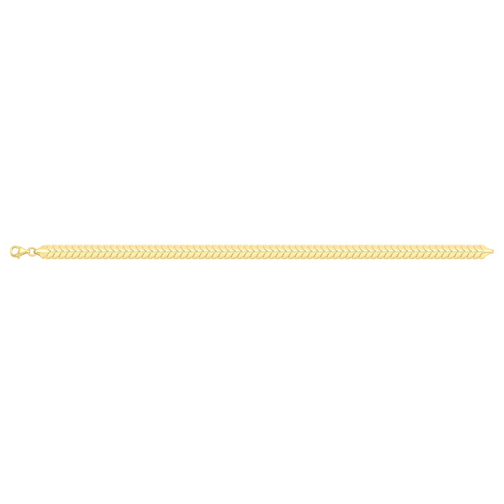 Solid gold herringbone bracelet, 7.75 g — shown square on a plain background.