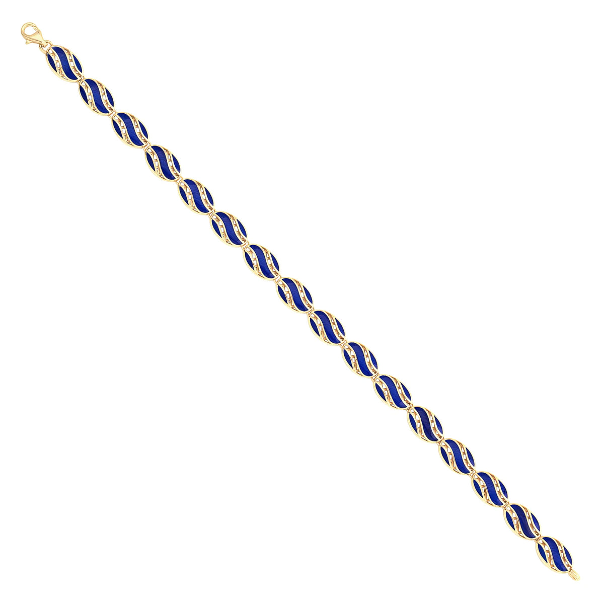 Solid gold fancy link bracelet, 9.65 g — shown at an angle across the frame.