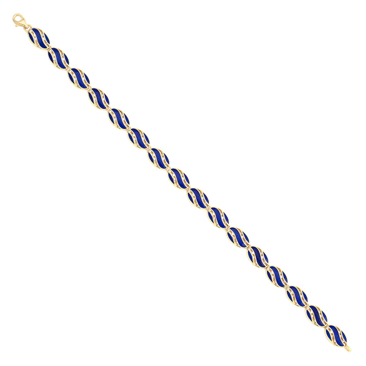 Solid gold fancy link bracelet, 9.65 g — shown at an angle across the frame.