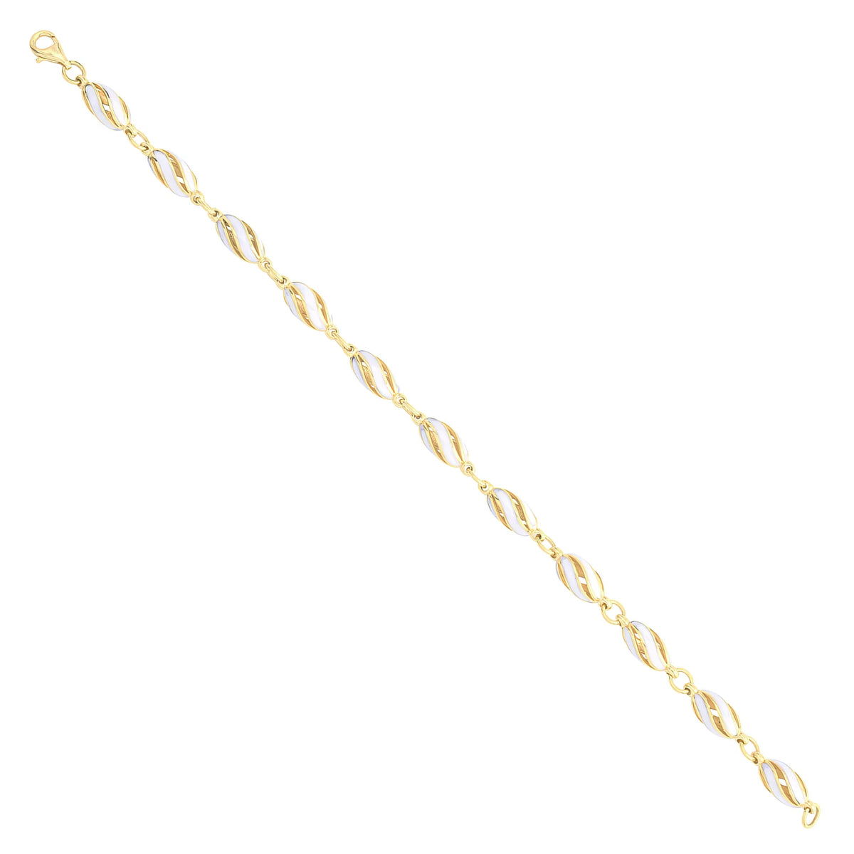 Solid gold fancy link bracelet, 9.50 g — shown at an angle across the frame.