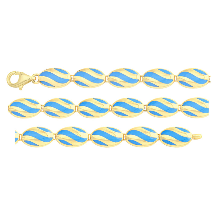 Solid gold fancy link bracelet, 10.40 g — shown in three rows across the frame.