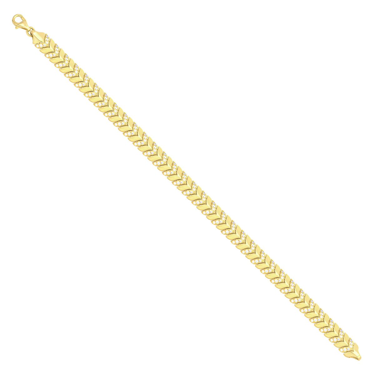 Solid gold herringbone bracelet, 9.85 g — shown at an angle across the frame.