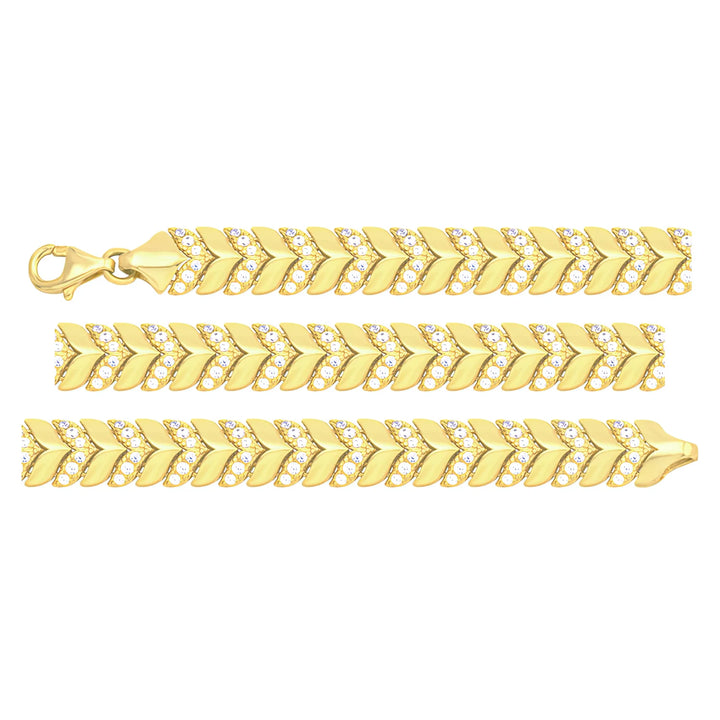 Solid gold herringbone bracelet, 9.85 g — shown in three rows across the frame.