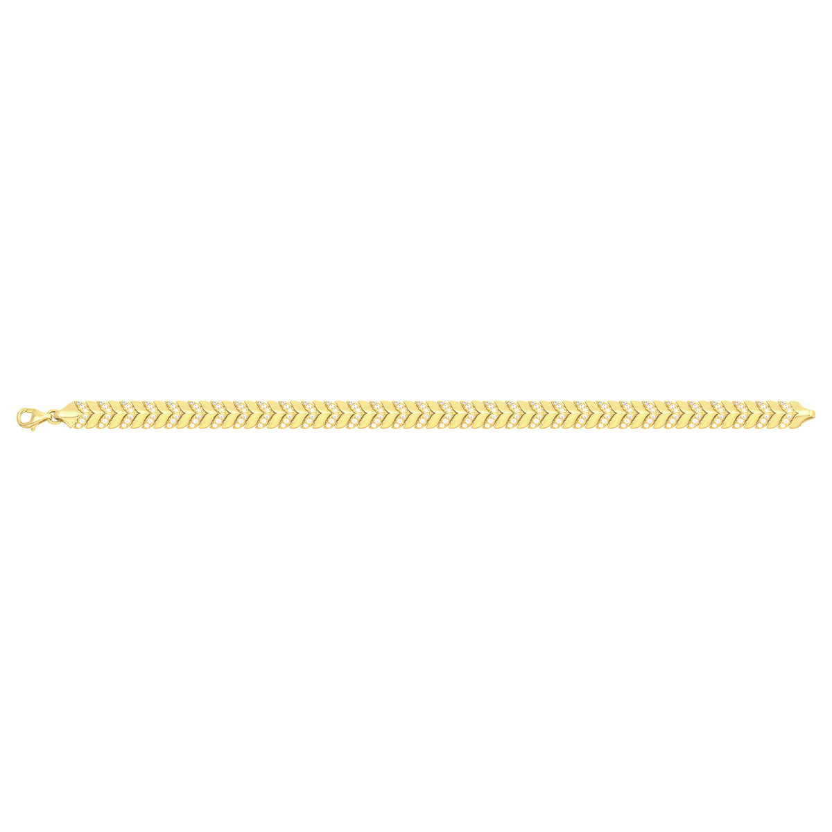 Solid gold herringbone bracelet, 9.85 g — shown square on a plain background.