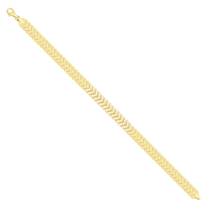 Solid gold herringbone bracelet, 9.50 g — shown at an angle across the frame.