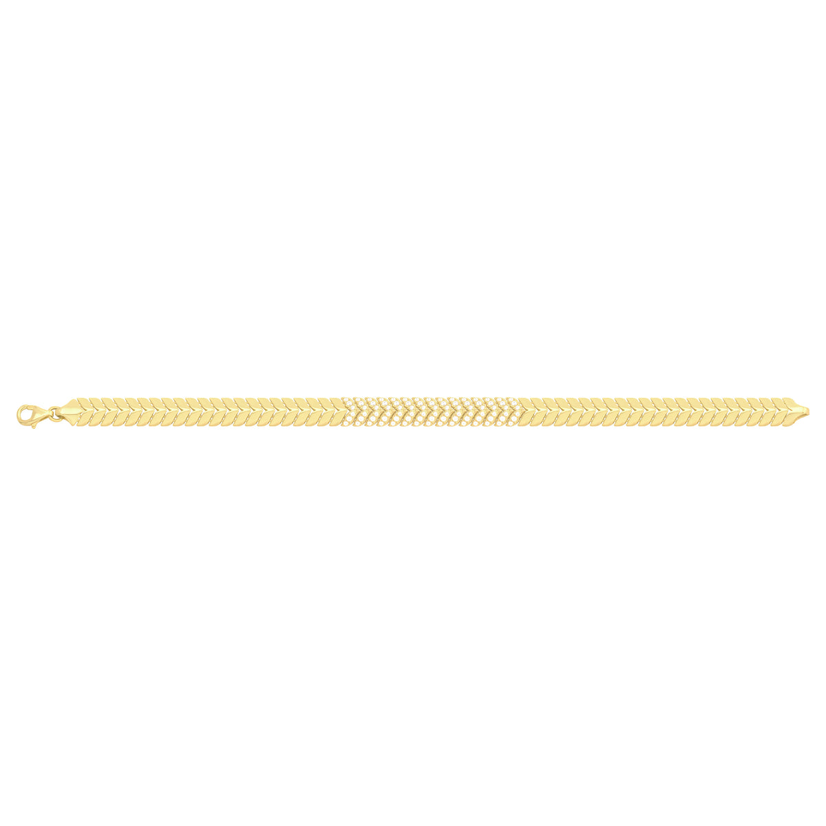 Solid gold herringbone bracelet, 9.50 g — shown square on a plain background.