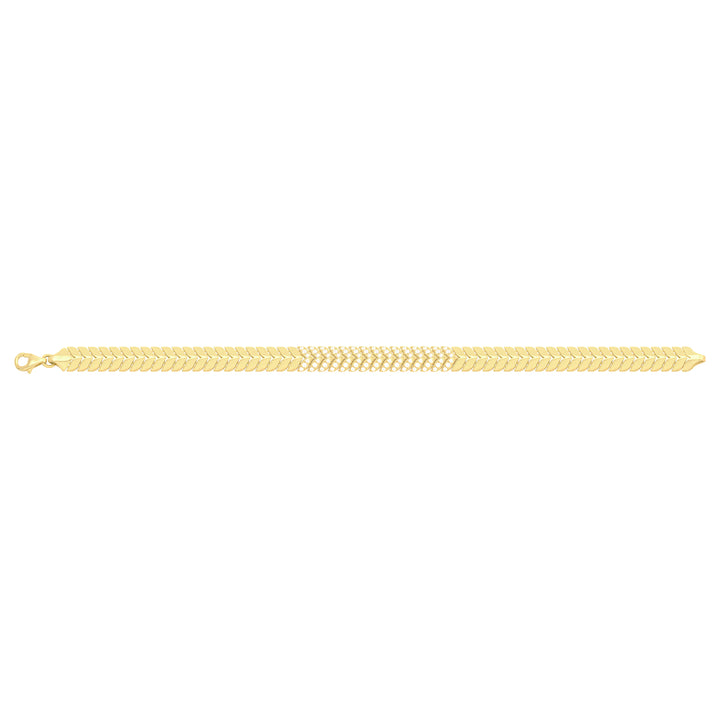 Solid gold herringbone bracelet, 9.50 g — shown square on a plain background.