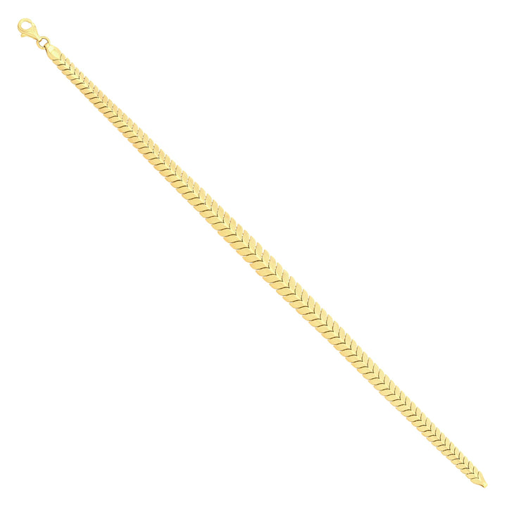 Solid gold herringbone bracelet, 7.80 g — shown at an angle across the frame.