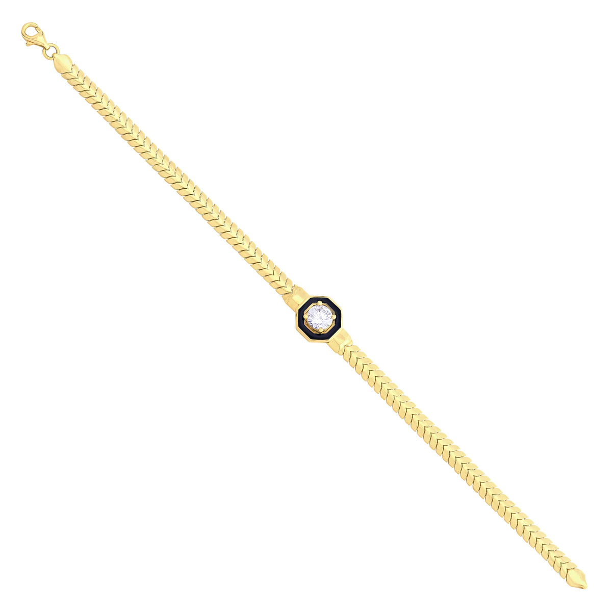 Solid gold herringbone bracelet, 8.05 g — shown at an angle across the frame.