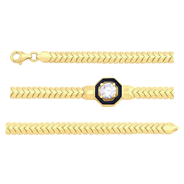 Solid gold herringbone bracelet, 7.70 g — shown in three rows across the frame.