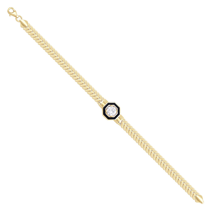 Solid gold herringbone bracelet, 8.50 g — shown at an angle across the frame.
