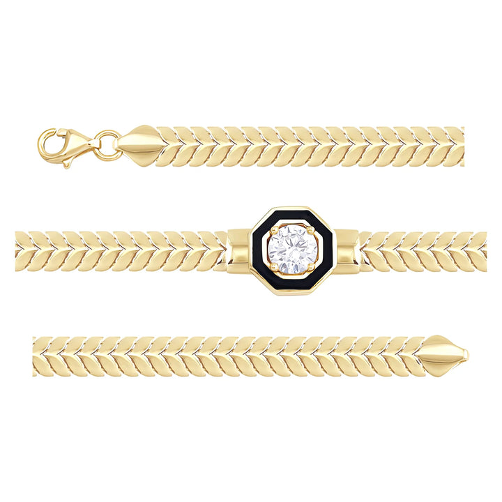 Solid gold herringbone bracelet, 8.50 g — shown in three rows across the frame.