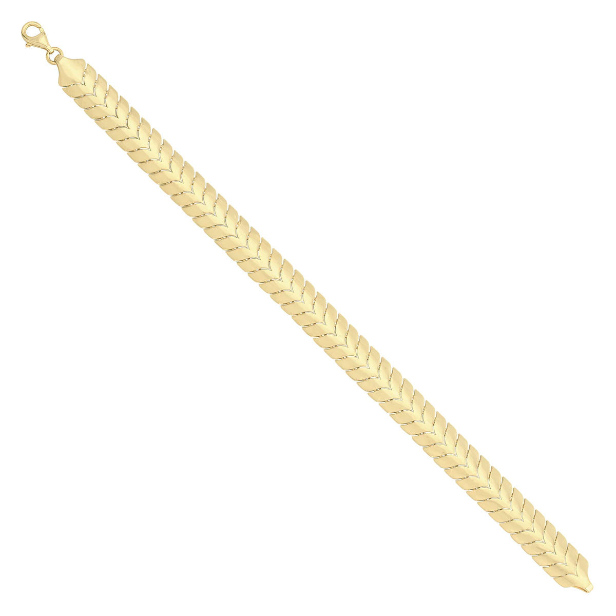 Solid gold herringbone bracelet, 12.40 g — shown at an angle across the frame.