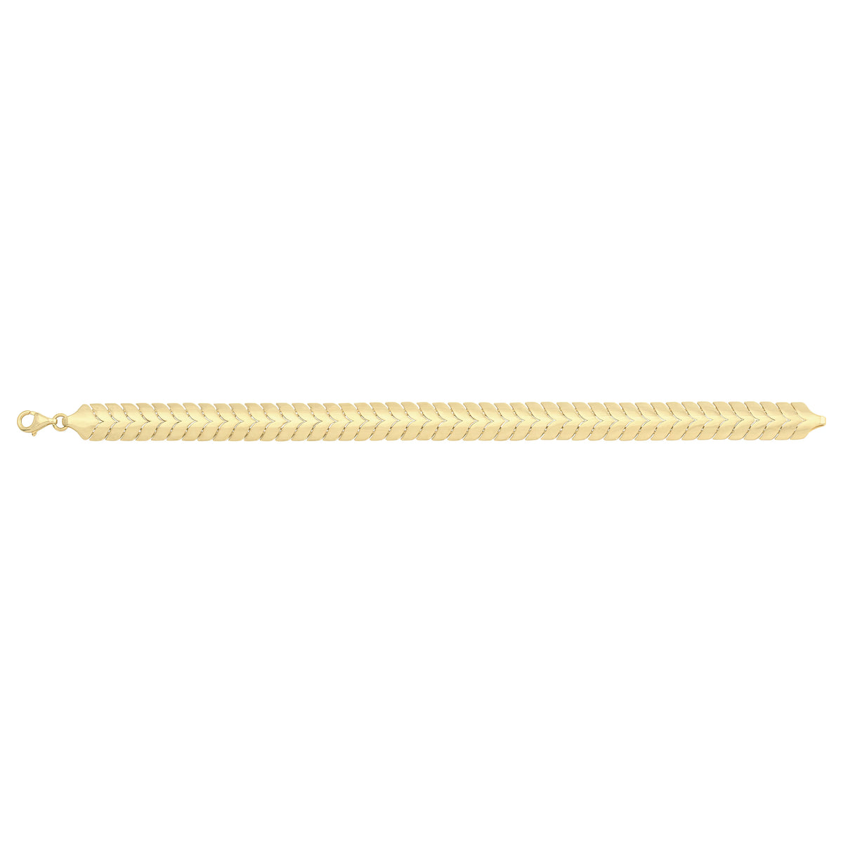 Solid gold herringbone bracelet, 12.40 g — shown square on a plain background.