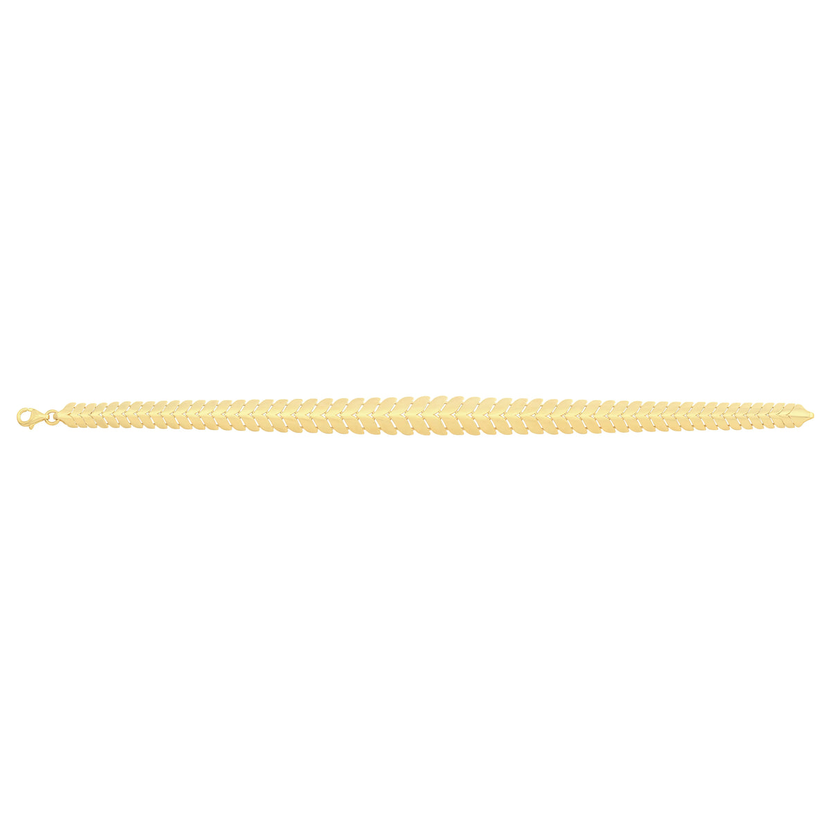 Solid gold herringbone bracelet, 9.60 g — shown square on a plain background.