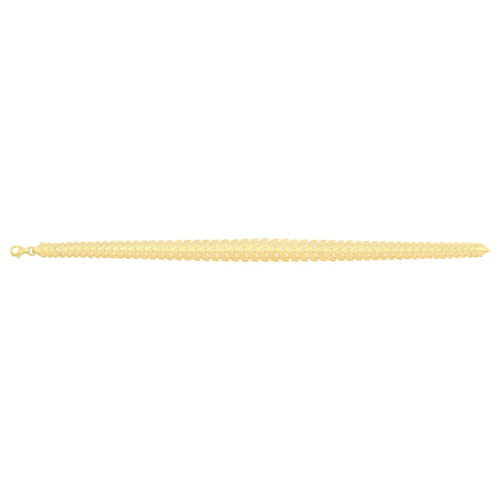 Solid gold herringbone bracelet, 9.60 g — shown square on a plain background.