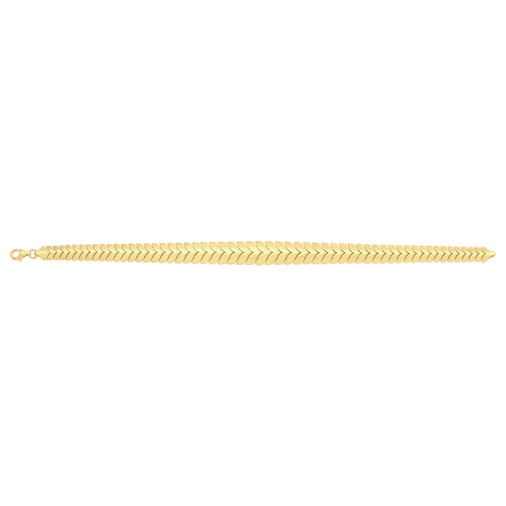 Solid gold herringbone bracelet, 14.35 g — shown square on a plain background.