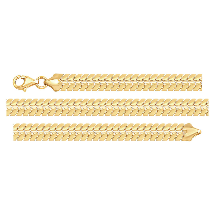 Solid gold herringbone bracelet, 6.75 g — shown in three rows across the frame.