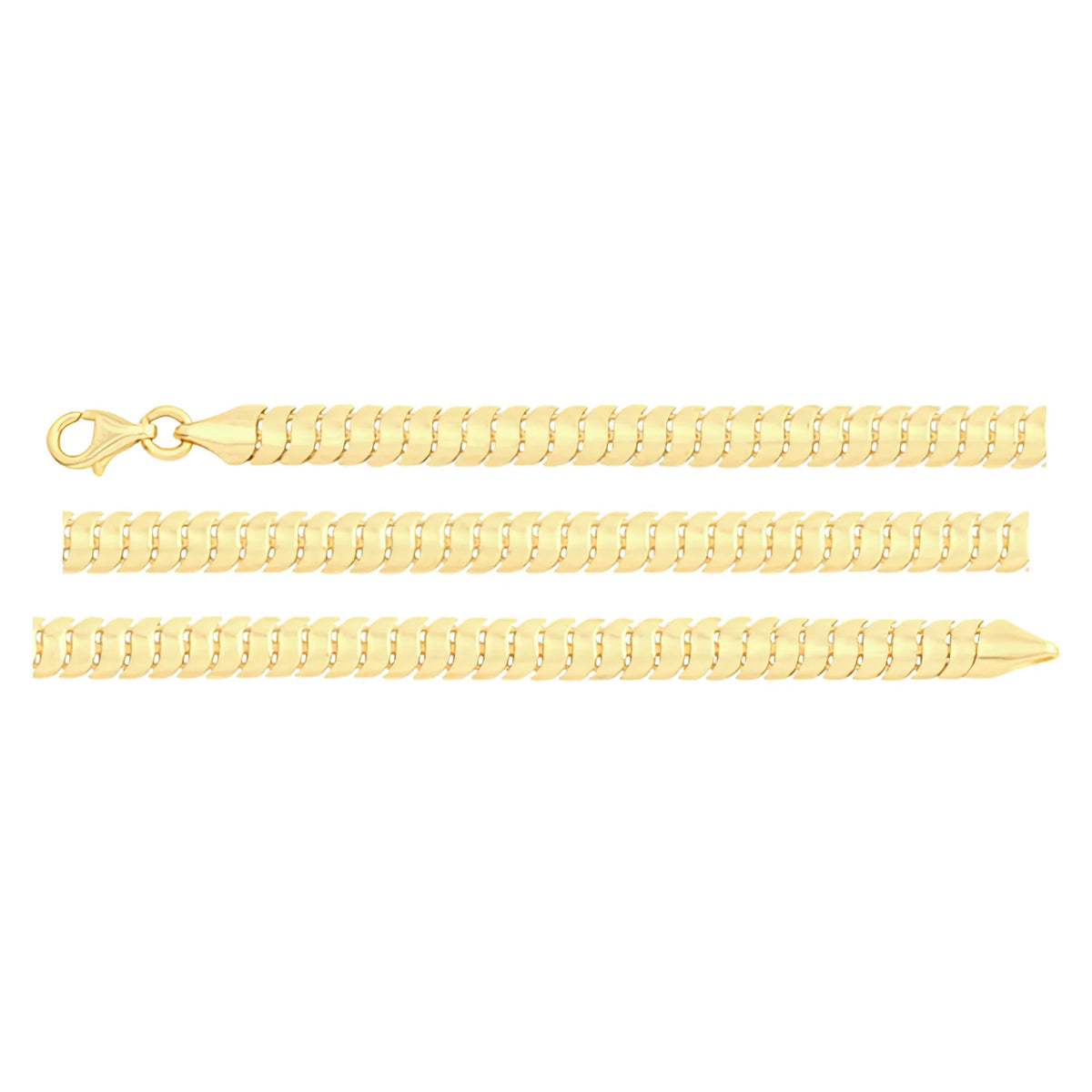 Solid gold braided bracelet, 5.60 g — shown in three rows across the frame.
