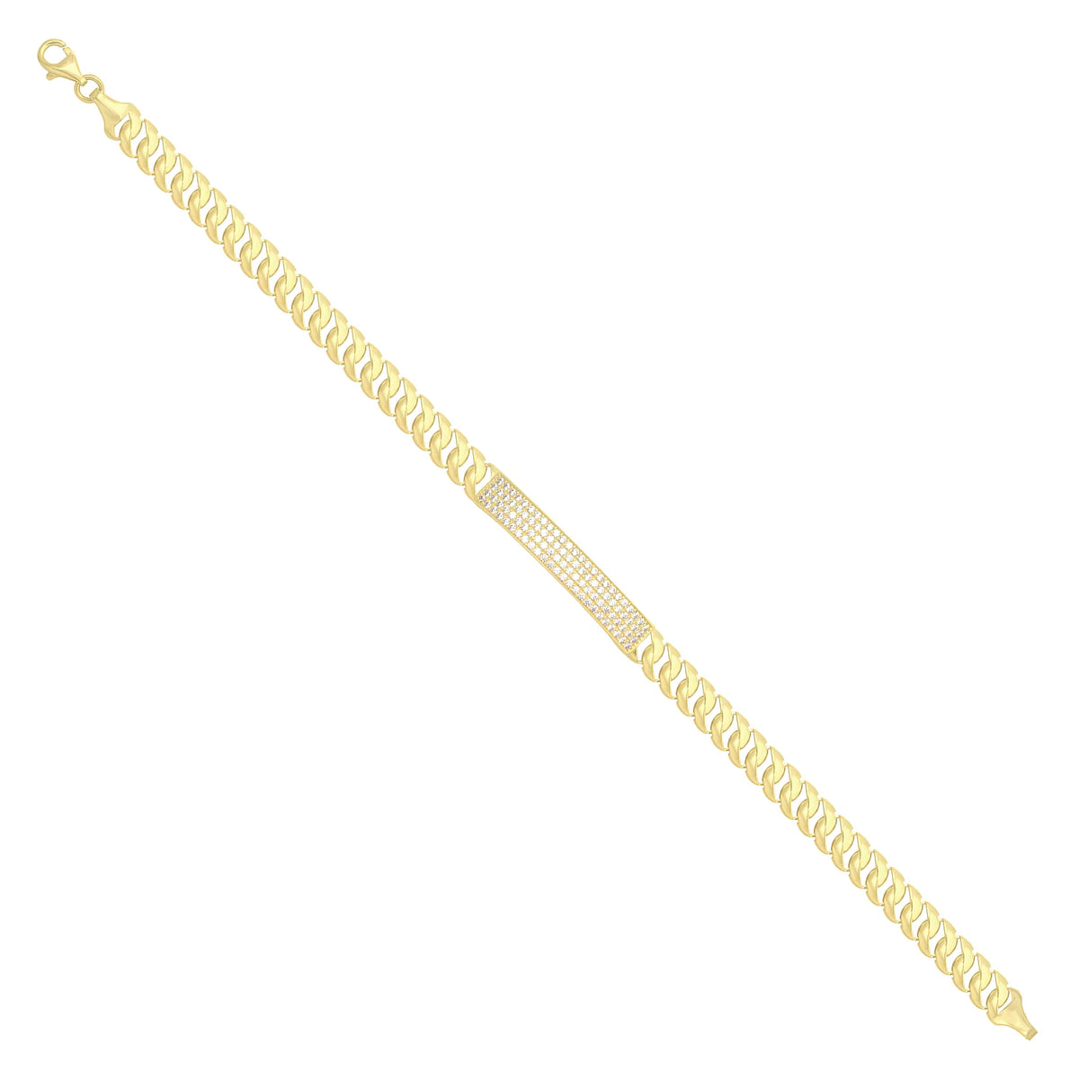 Solid gold tennis bracelet, 6.15 g — shown at an angle across the frame.