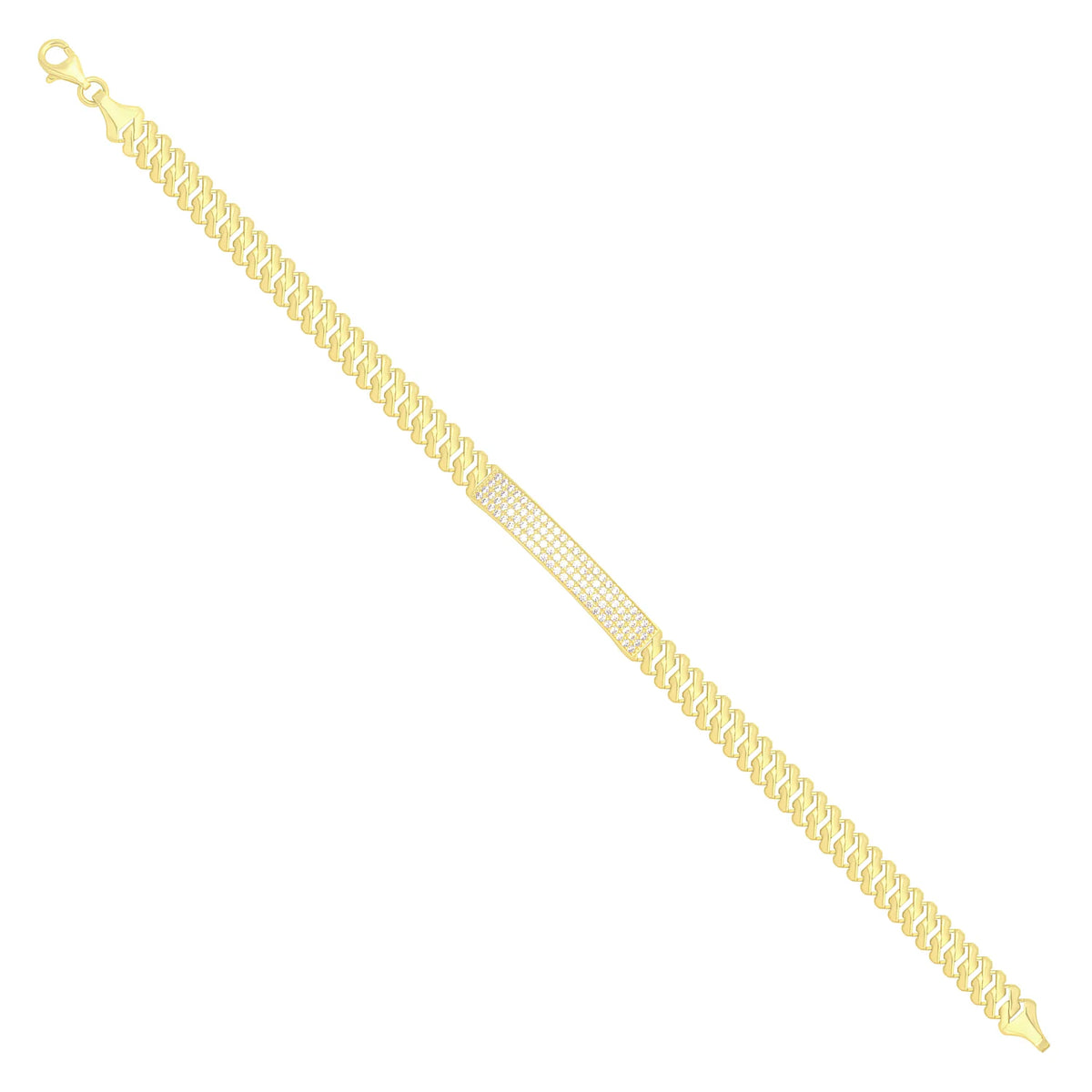 Solid gold tennis bracelet, 6.80 g — shown at an angle across the frame.
