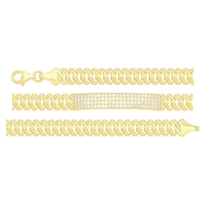 Solid gold tennis bracelet, 6.80 g — shown in three rows across the frame.