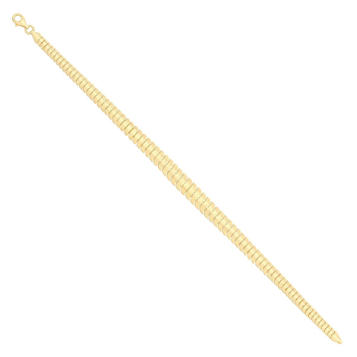 Solid gold braided bracelet, 7.10 g — shown at an angle across the frame.