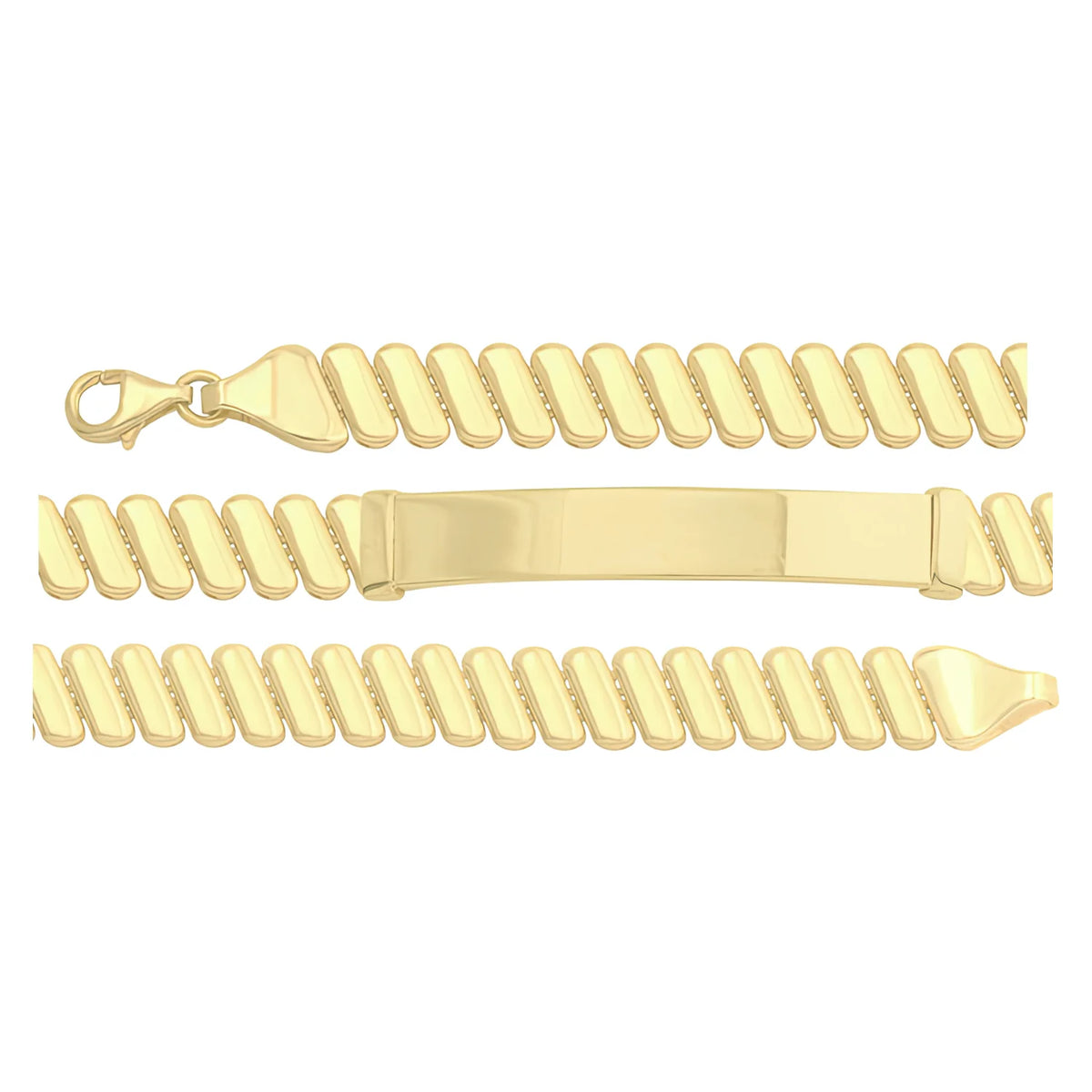 Solid gold id bracelet, 7.95 g — shown in three rows across the frame.
