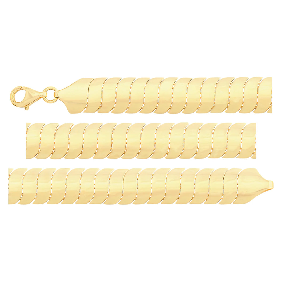 Solid gold braided bracelet, 9.70 g — shown in three rows across the frame.