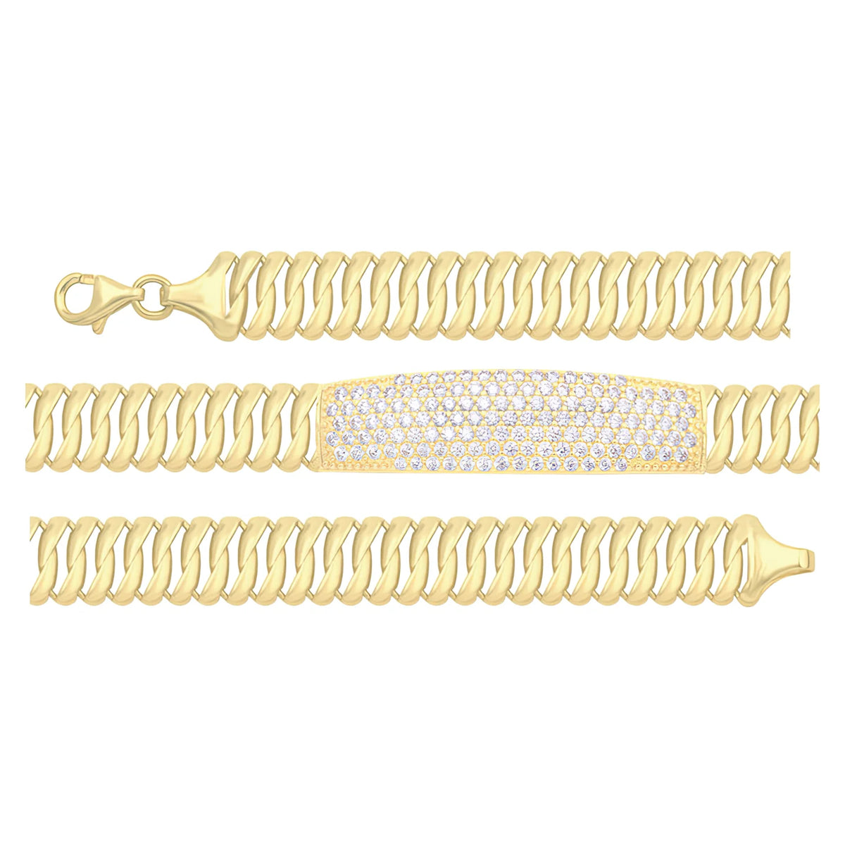 Solid gold id bracelet, 11.25 g — shown in three rows across the frame.