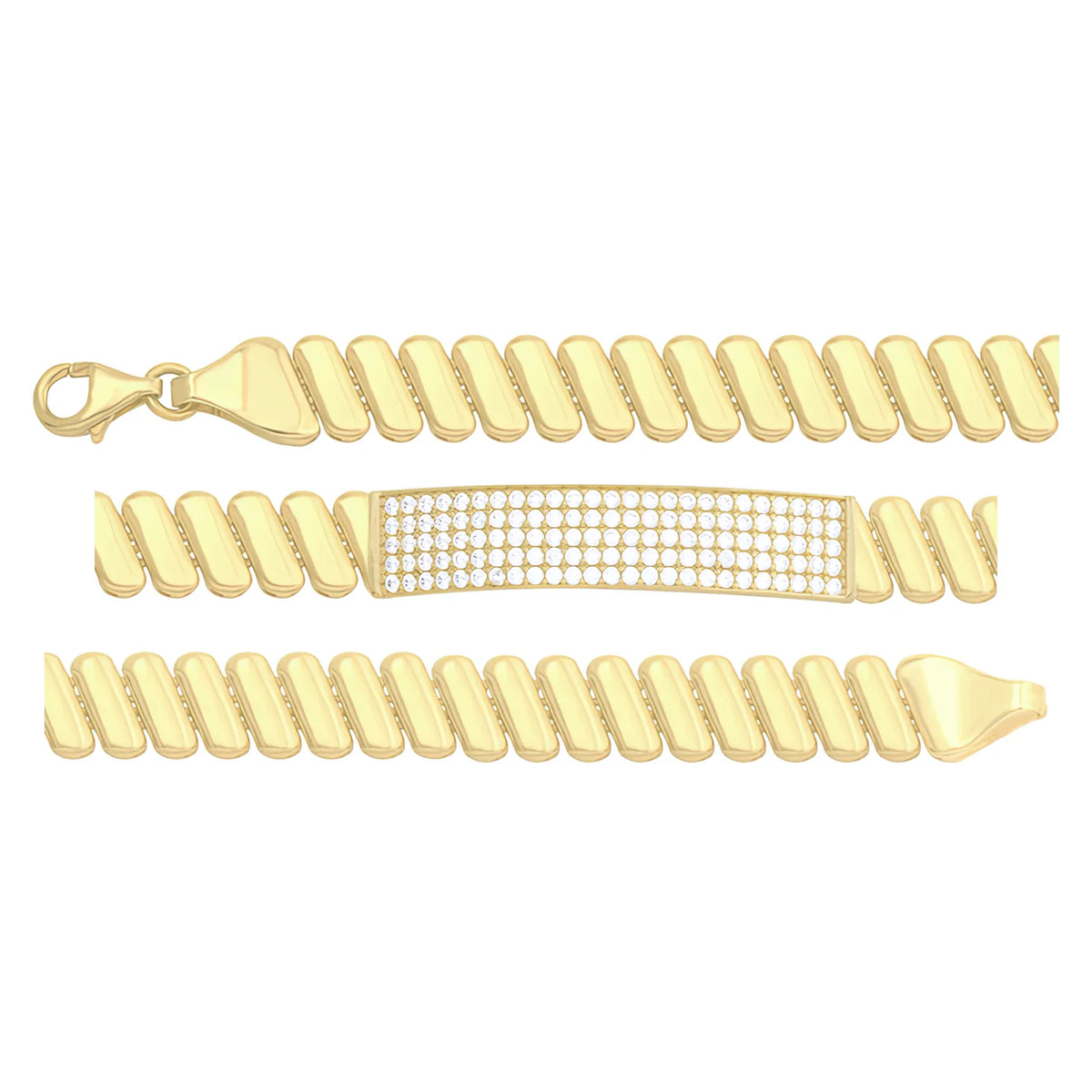 Solid gold id bracelet, 8.50 g — shown in three rows across the frame.