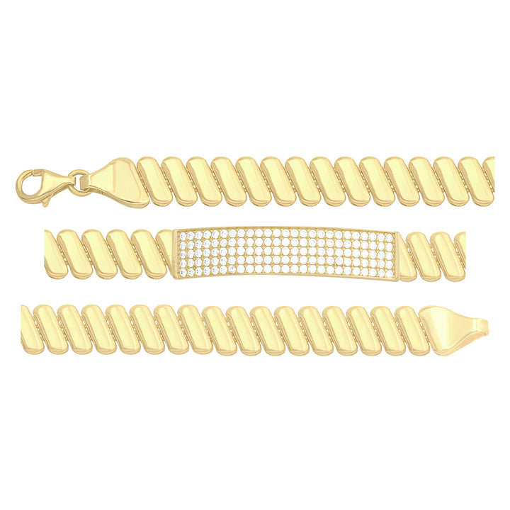 Solid gold id bracelet, 8.50 g — shown in three rows across the frame.
