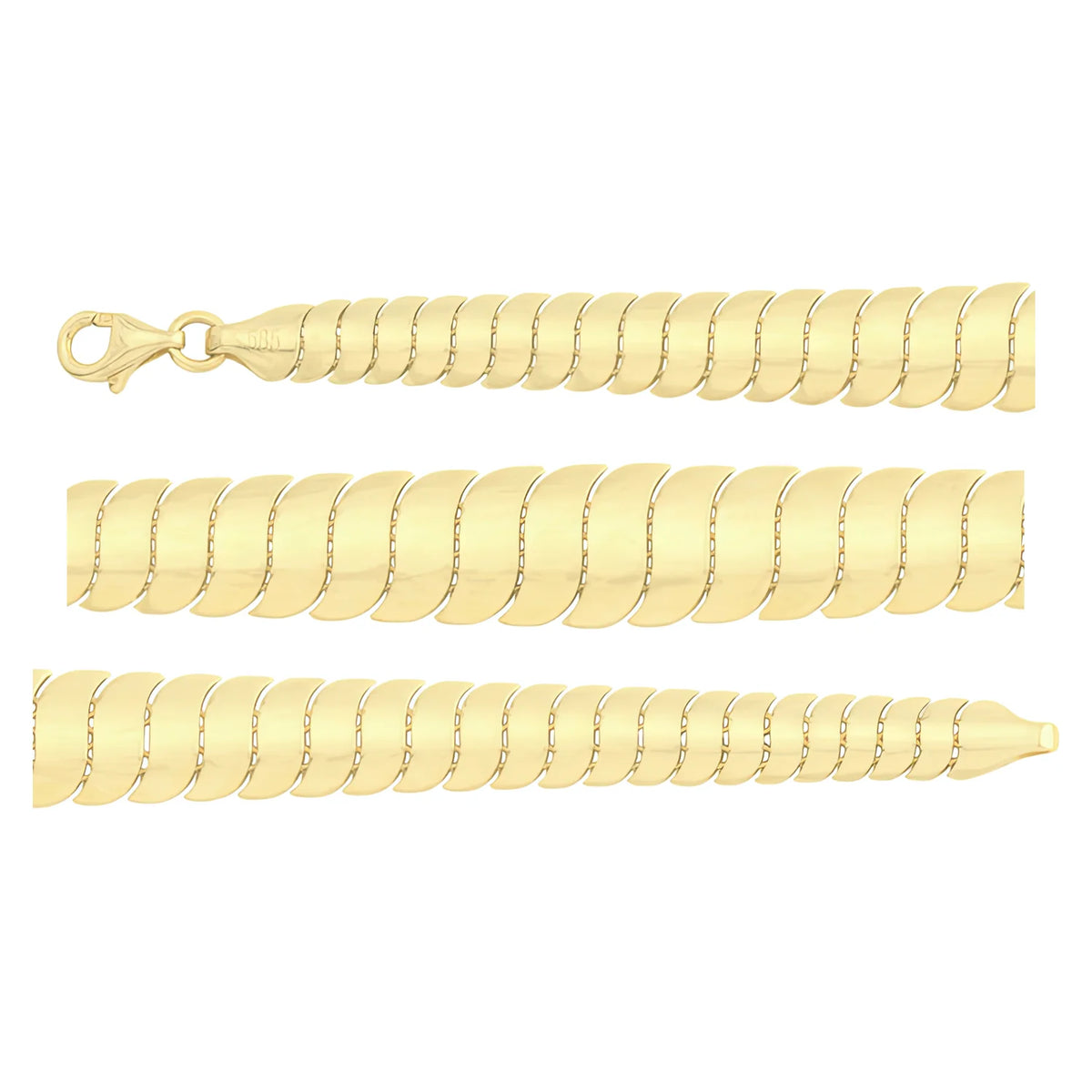 Solid gold braided bracelet, 8.50 g — shown in three rows across the frame.