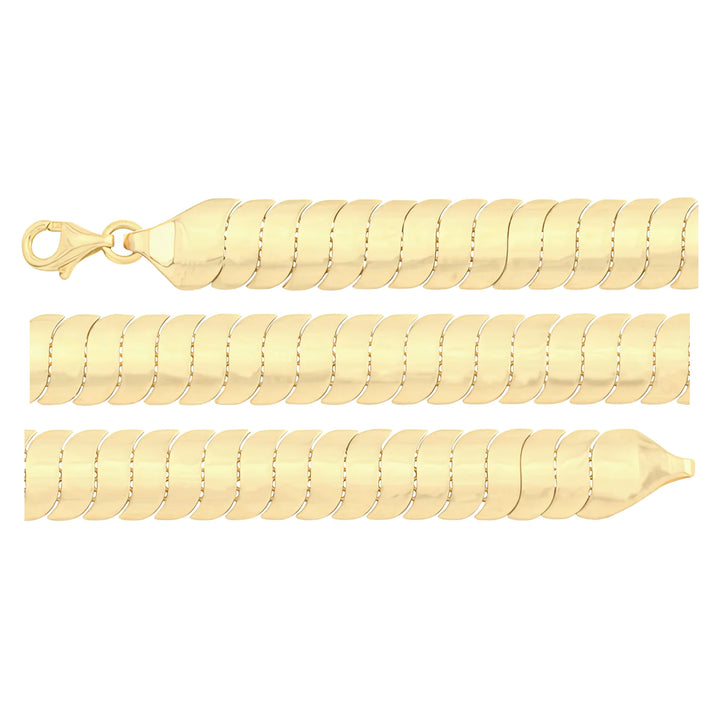 Solid gold brick link bracelet, 9.40 g — shown in three rows across the frame.