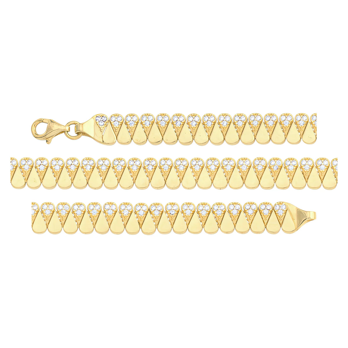 Solid gold braided bracelet, 8.80 g — shown in three rows across the frame.