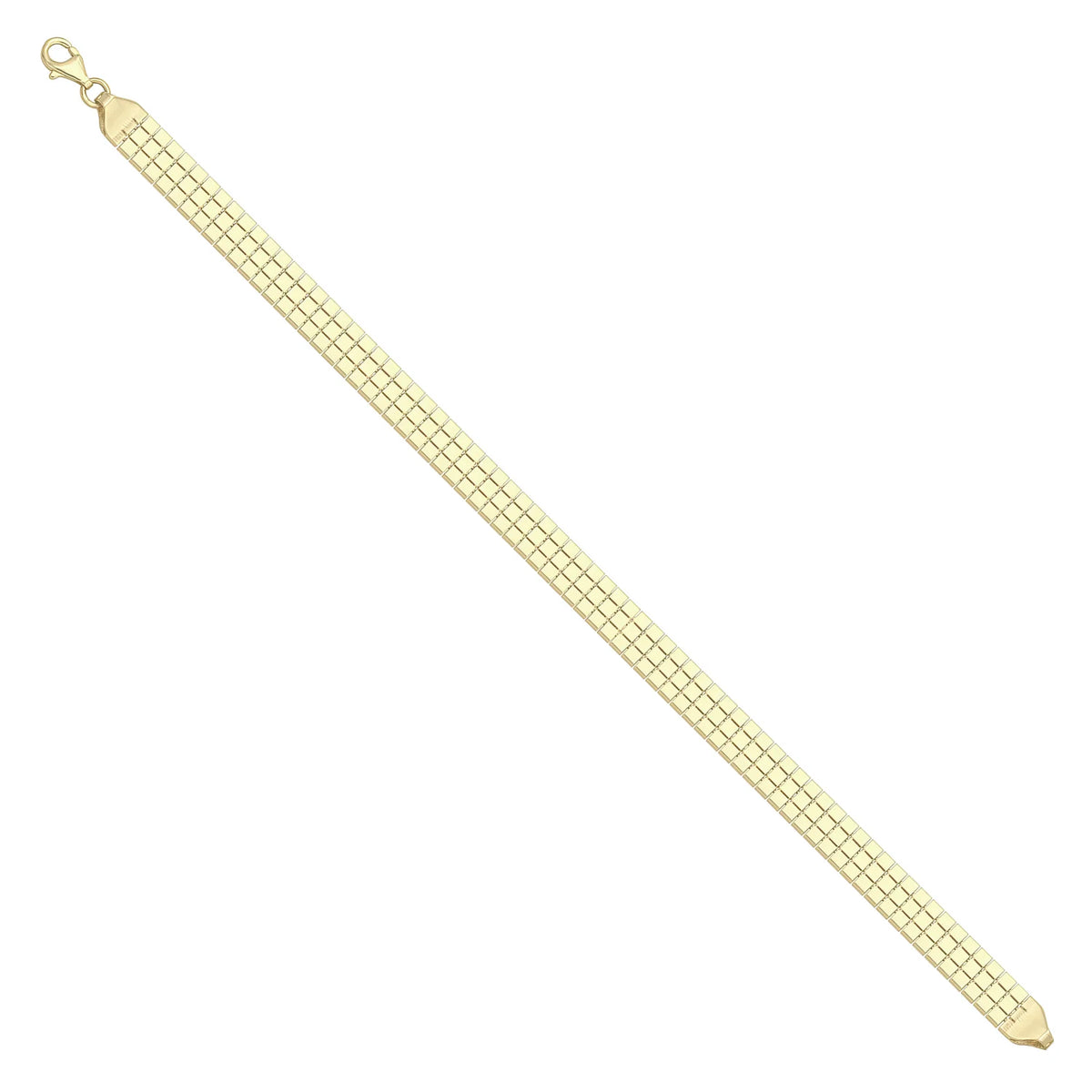 Solid gold brick link bracelet, 7.60 g — shown at an angle across the frame.