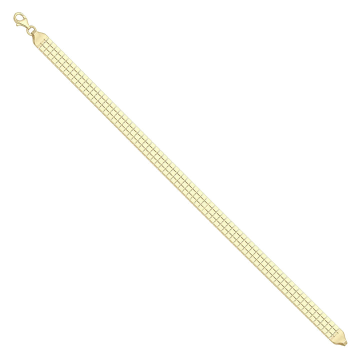 Solid gold brick link bracelet, 7.60 g — shown at an angle across the frame.