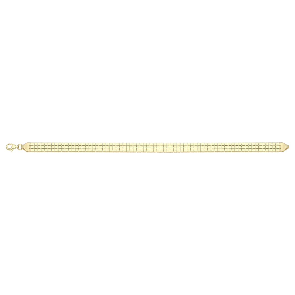 Solid gold brick link bracelet, 7.60 g — shown square on a plain background.