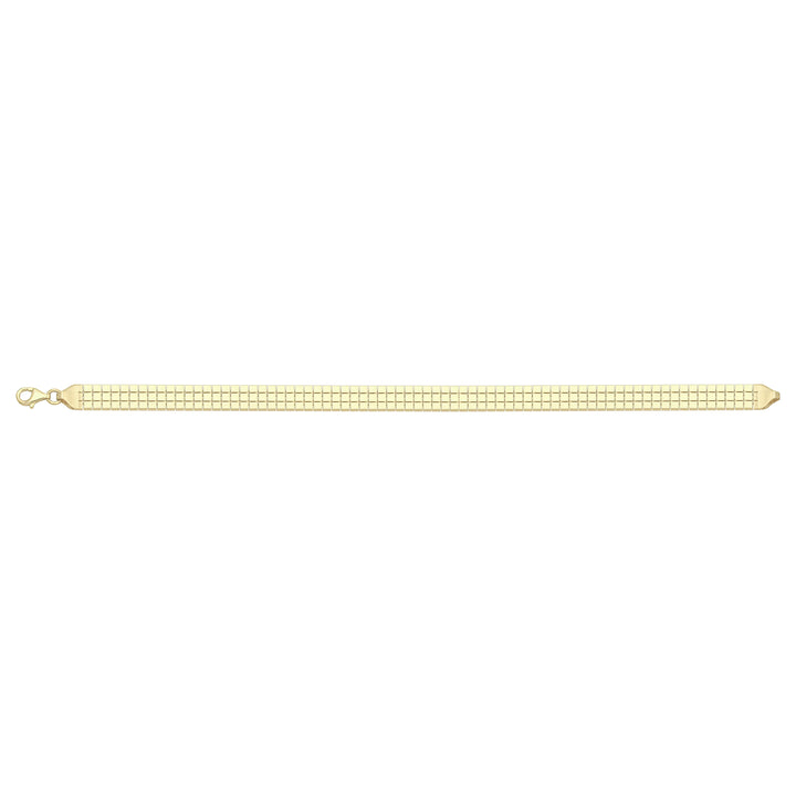 Solid gold brick link bracelet, 7.60 g — shown square on a plain background.