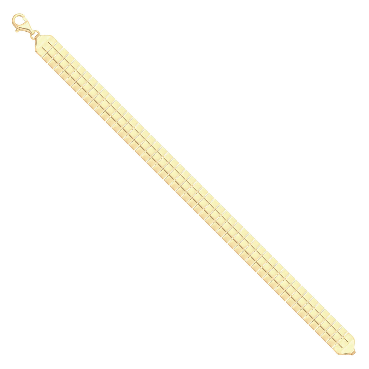 Solid gold brick link bracelet, 9.00 g — shown at an angle across the frame.