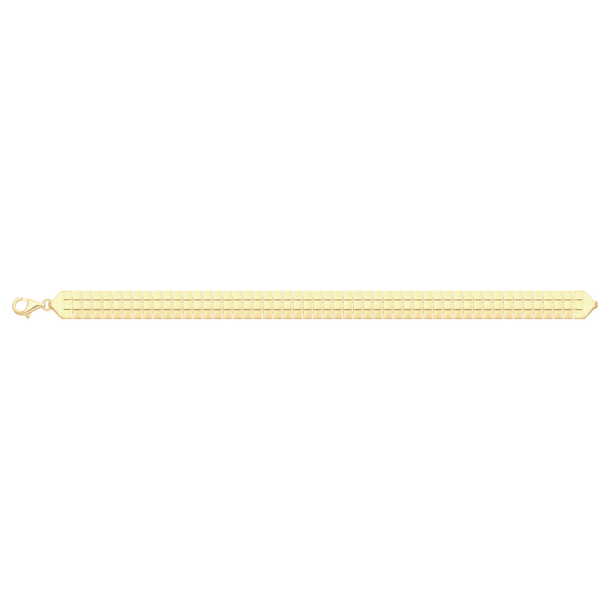 Solid gold brick link bracelet, 9.00 g — shown square on a plain background.