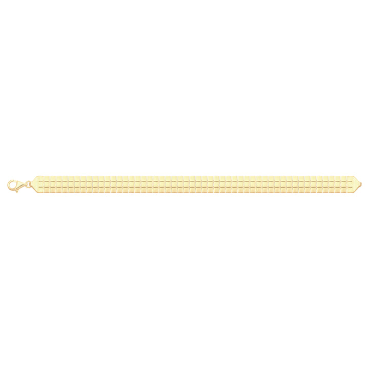 Solid gold brick link bracelet, 9.00 g — shown square on a plain background.