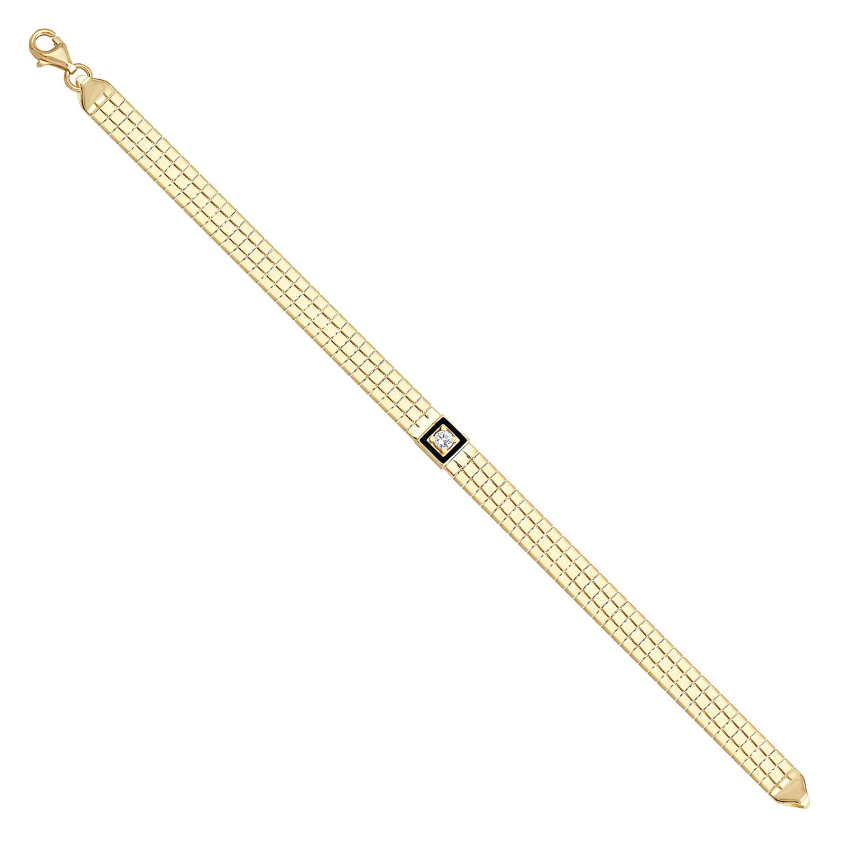 Solid gold brick link bracelet, 7.00 g — shown at an angle across the frame.