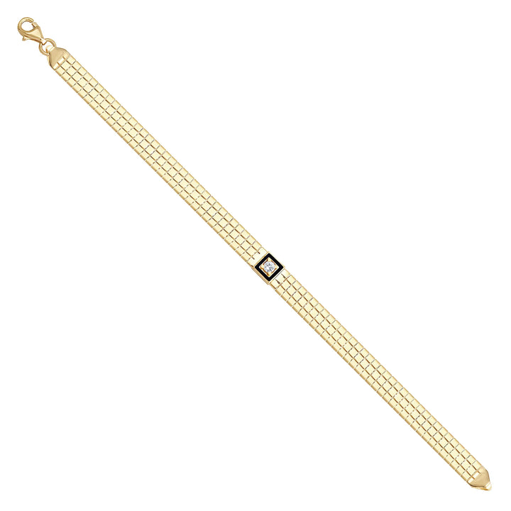 Solid gold brick link bracelet, 7.00 g — shown at an angle across the frame.