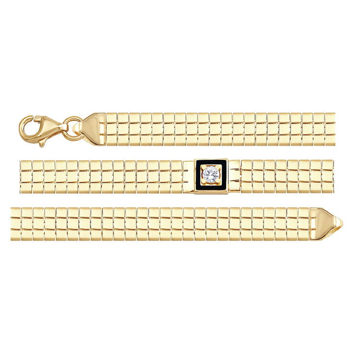Solid gold brick link bracelet, 7.00 g — shown in three rows across the frame.