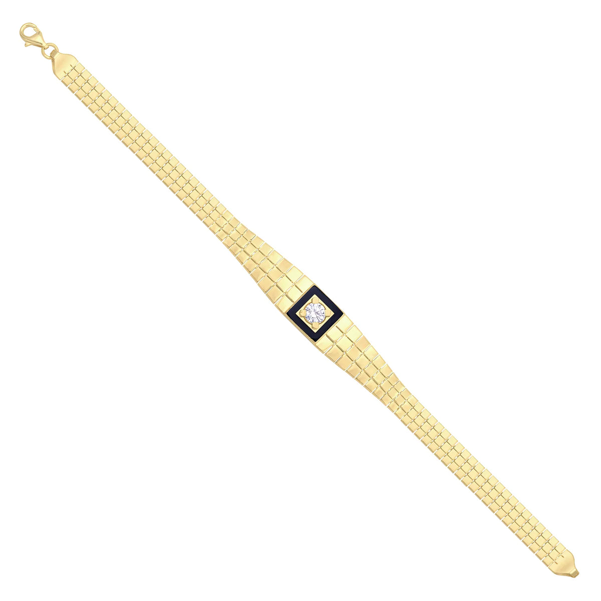 Solid gold brick link bracelet, 7.90 g — shown at an angle across the frame.