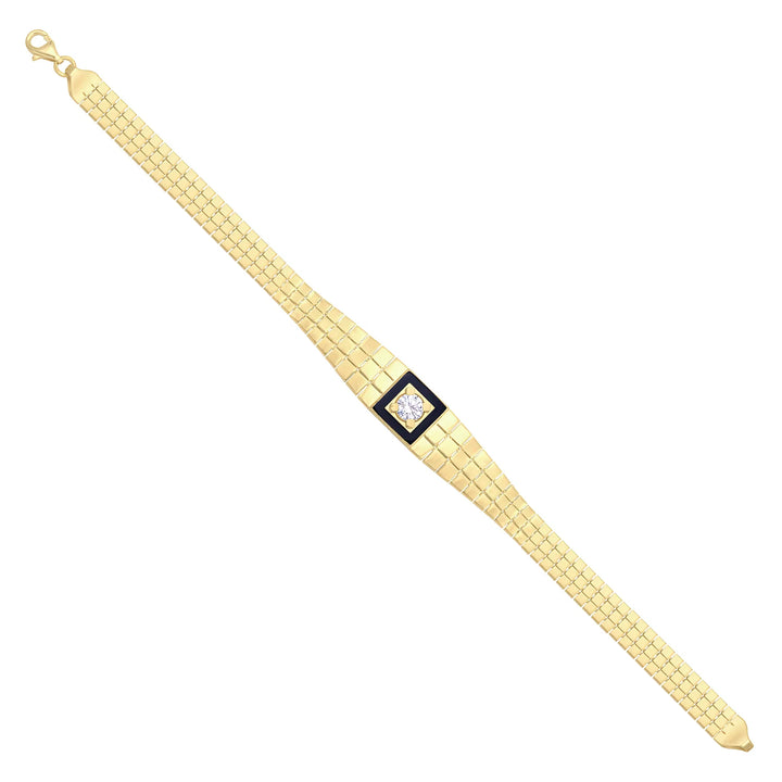 Solid gold brick link bracelet, 7.90 g — shown at an angle across the frame.