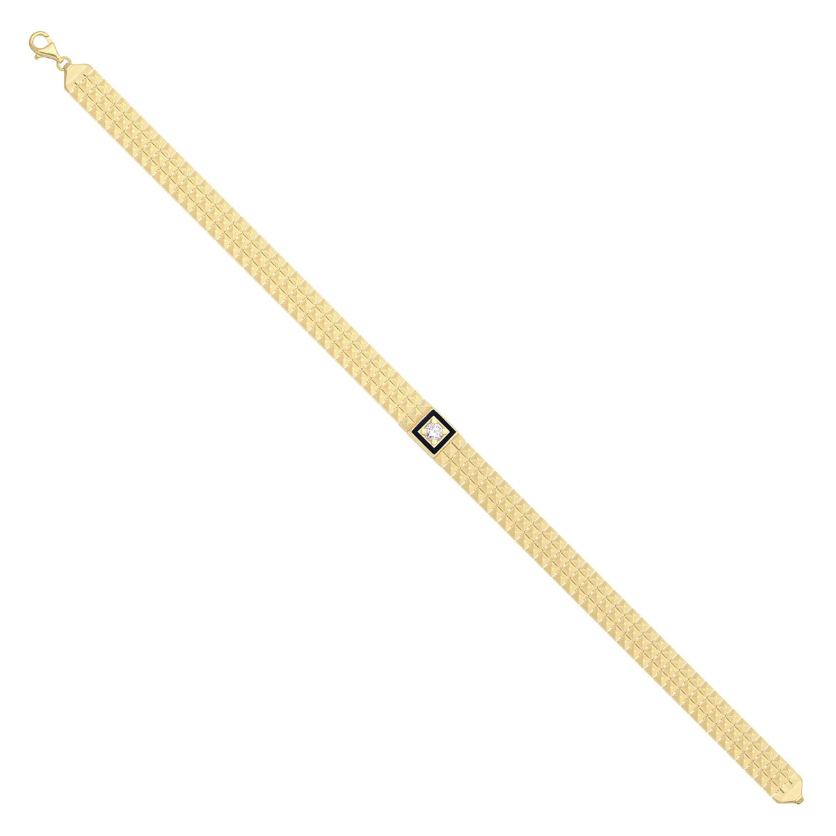 Solid gold brick link bracelet, 7.60 g — shown at an angle across the frame.