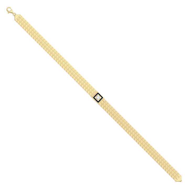 Solid gold brick link bracelet, 7.60 g — shown at an angle across the frame.