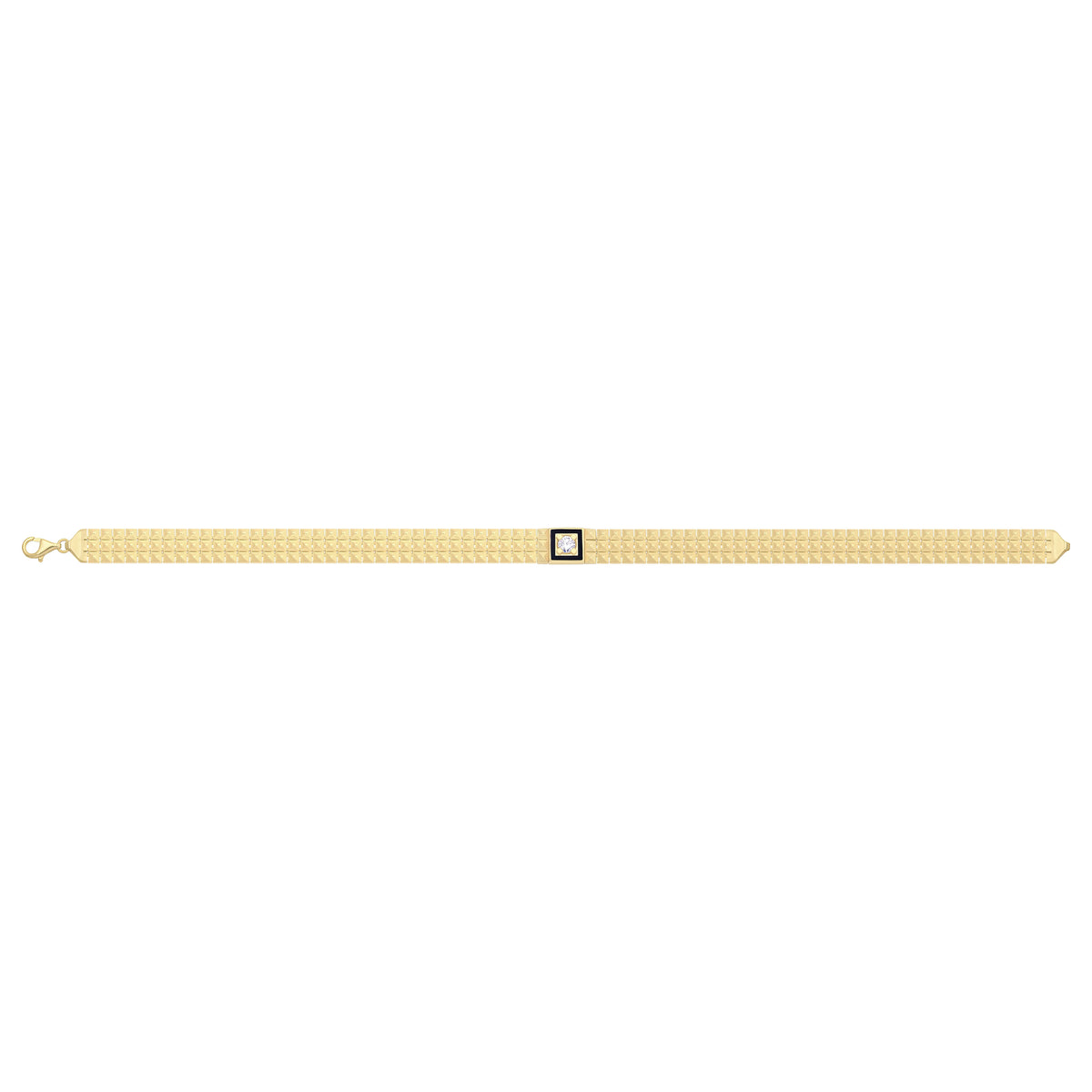 Solid gold brick link bracelet, 7.60 g — shown square on a plain background.